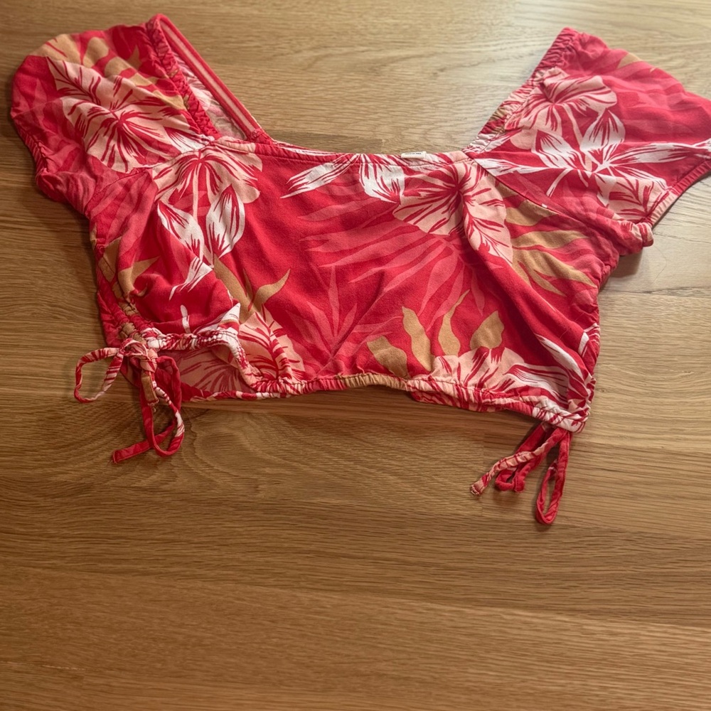 Floral Red Crop Top